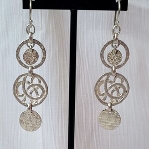 Sterling Silver Silpada Hammered Textured Celtic Triple Disk Drop Earrings W2040